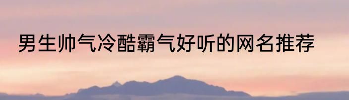男生帅气冷酷霸气好听的网名推荐