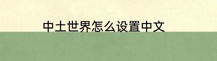 中土世界怎么设置中文
