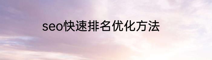 seo快速排名优化方法