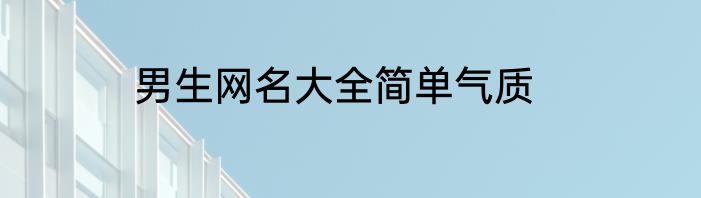 男生网名大全简单气质