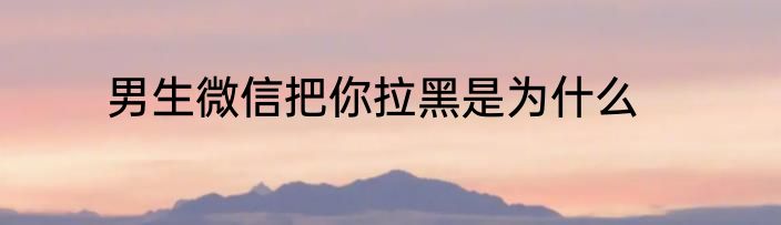 男生微信把你拉黑是为什么