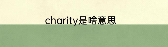 charity是啥意思