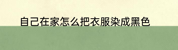 自己在家怎么把衣服染成黑色