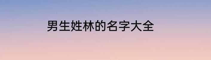 男生姓林的名字大全