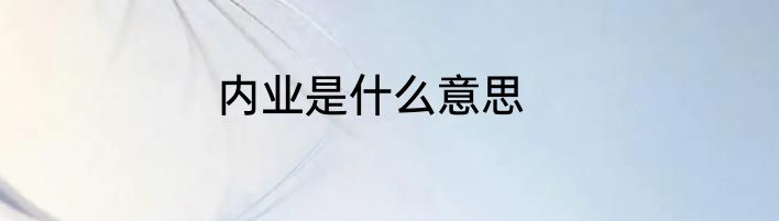 内业是什么意思