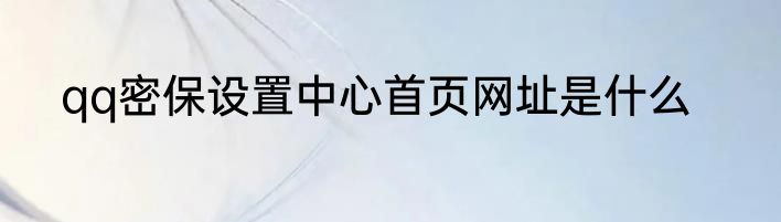 qq密保设置中心首页网址是什么