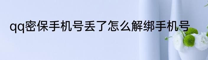 qq密保手机号丢了怎么解绑手机号