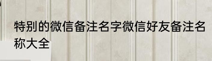 特别的微信备注名字微信好友备注名称大全