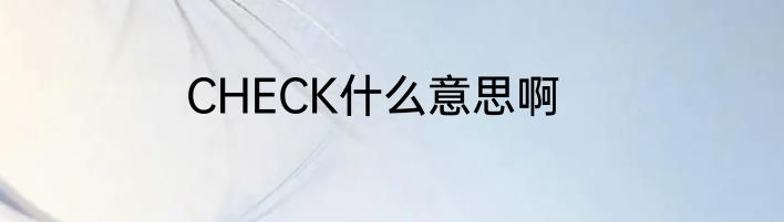 CHECK什么意思啊