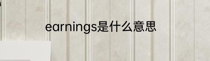 earnings是什么意思