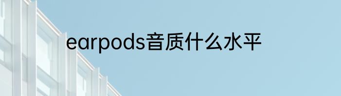 earpods音质什么水平