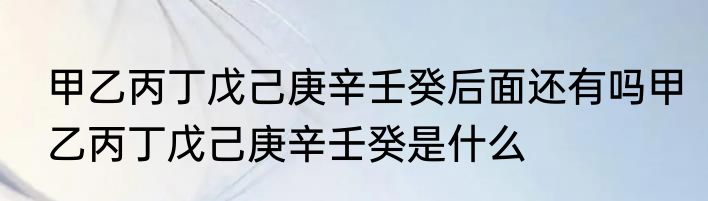 甲乙丙丁戊己庚辛壬癸后面还有吗甲乙丙丁戊己庚辛壬癸是什么