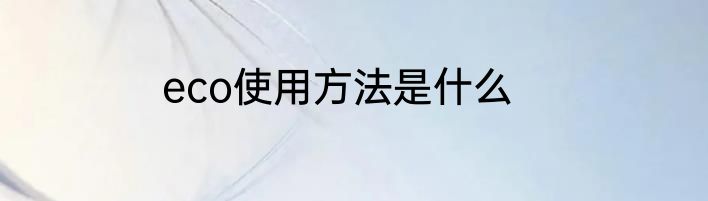 eco使用方法是什么