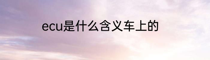 ecu是什么含义车上的