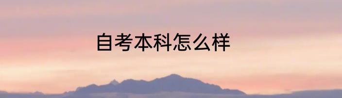 自考本科怎么样
