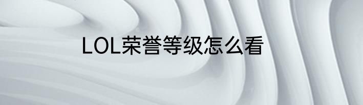 LOL荣誉等级怎么看