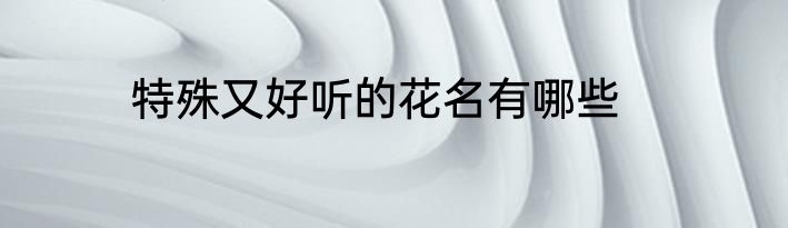 特殊又好听的花名有哪些