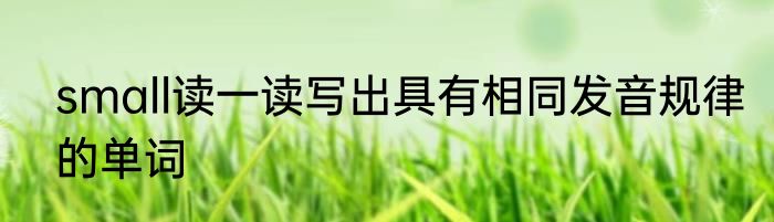 small读一读写出具有相同发音规律的单词