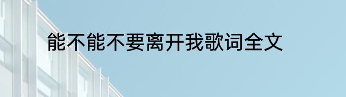 能不能不要离开我歌词全文