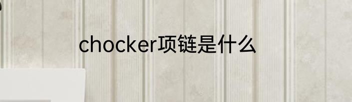 chocker项链是什么