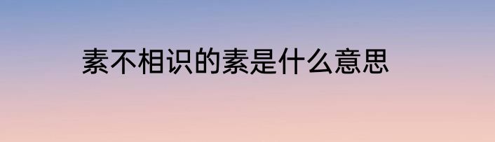 素不相识的素是什么意思