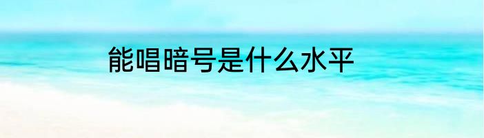 能唱暗号是什么水平