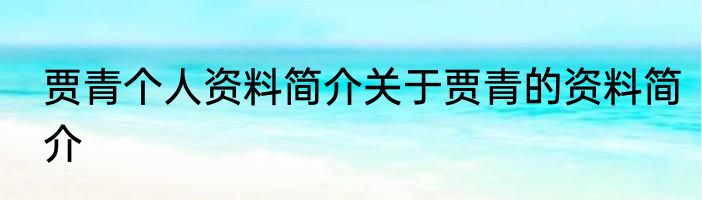 贾青个人资料简介关于贾青的资料简介