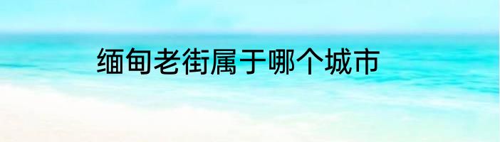 缅甸老街属于哪个城市