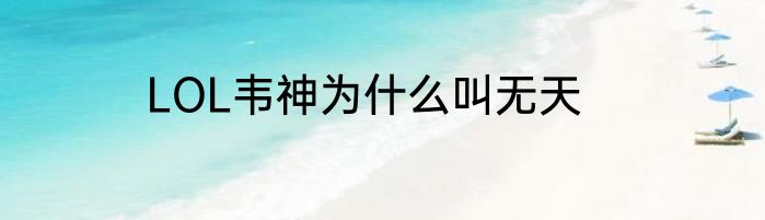 LOL韦神为什么叫无天
