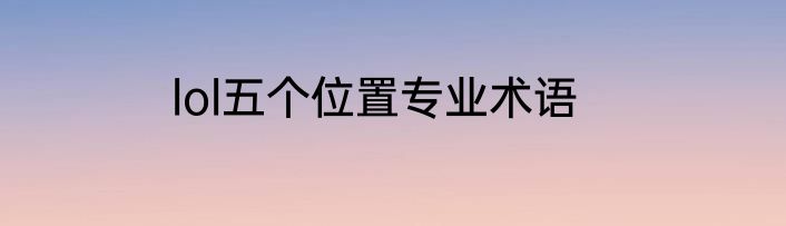 lol五个位置专业术语
