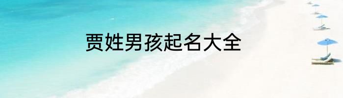 贾姓男孩起名大全