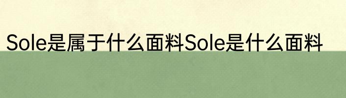 Sole是属于什么面料Sole是什么面料