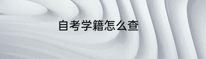 自考学籍怎么查