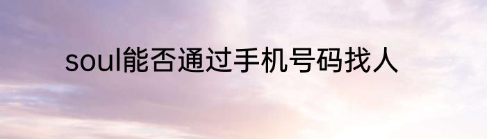 soul能否通过手机号码找人