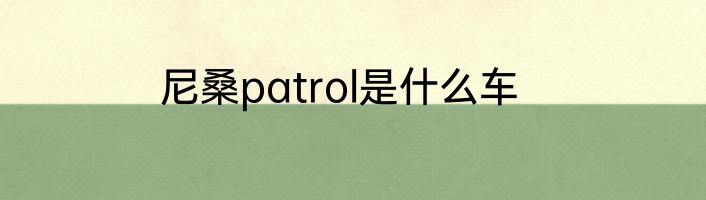 尼桑patrol是什么车