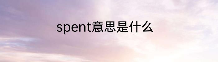 spent意思是什么