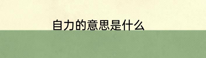 自力的意思是什么