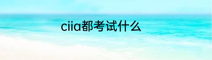 ciia都考试什么