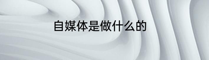 自媒体是做什么的