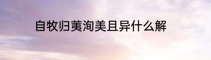自牧归荑洵美且异什么解