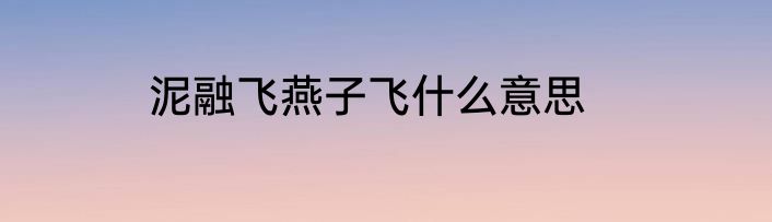 泥融飞燕子飞什么意思