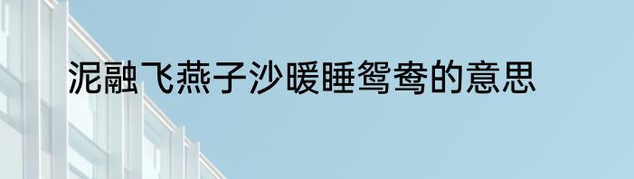 泥融飞燕子沙暖睡鸳鸯的意思