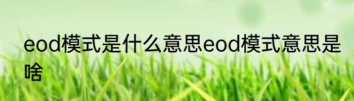 eod模式是什么意思eod模式意思是啥