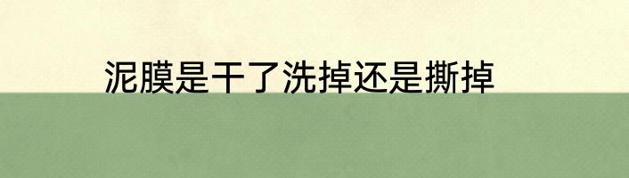 泥膜是干了洗掉还是撕掉