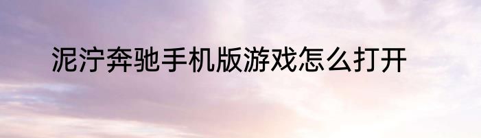 泥泞奔驰手机版游戏怎么打开