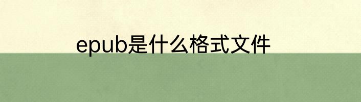 epub是什么格式文件
