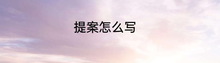 提案怎么写