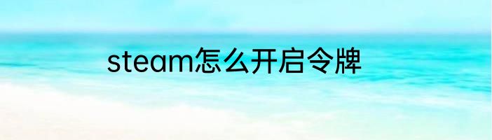 steam怎么开启令牌