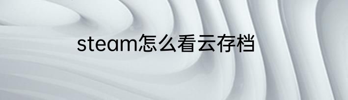 steam怎么看云存档