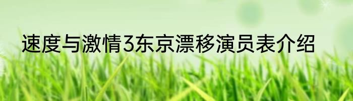 速度与激情3东京漂移演员表介绍